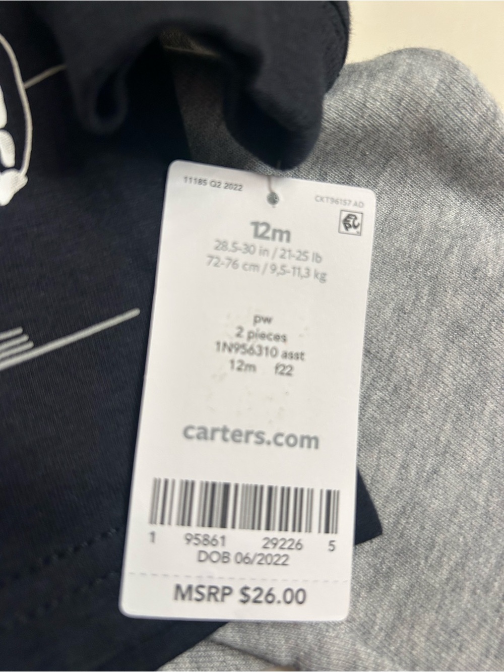 NWT-Carter's Black Halloween Dino Long Sleeve Tee With Gray Sweatpants - Picture 8 of 9